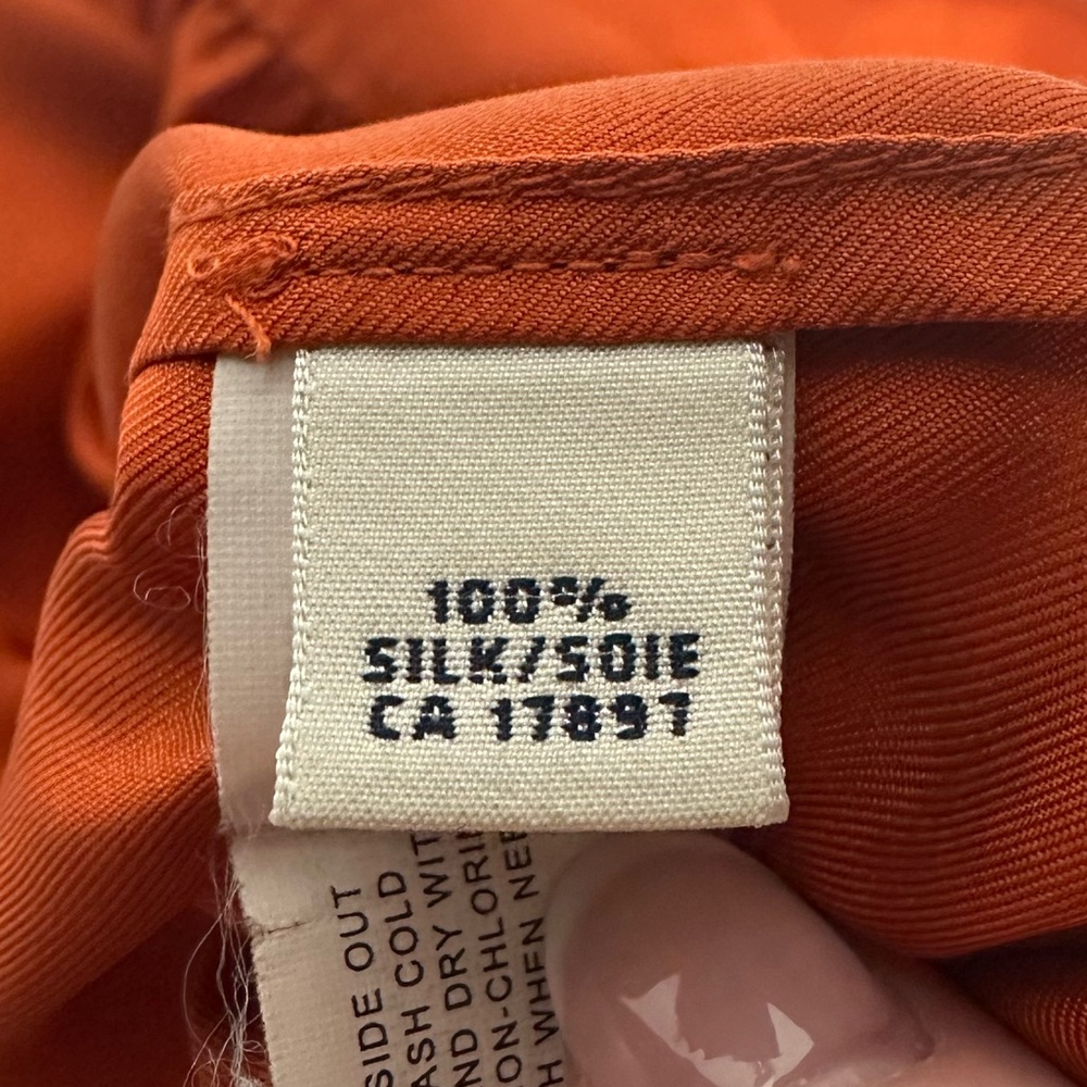 BANANA‎ REPUBLIC 100% Silk Orange Careerwear Preppy Short Sleeve Size XS - Picture 6 of 6